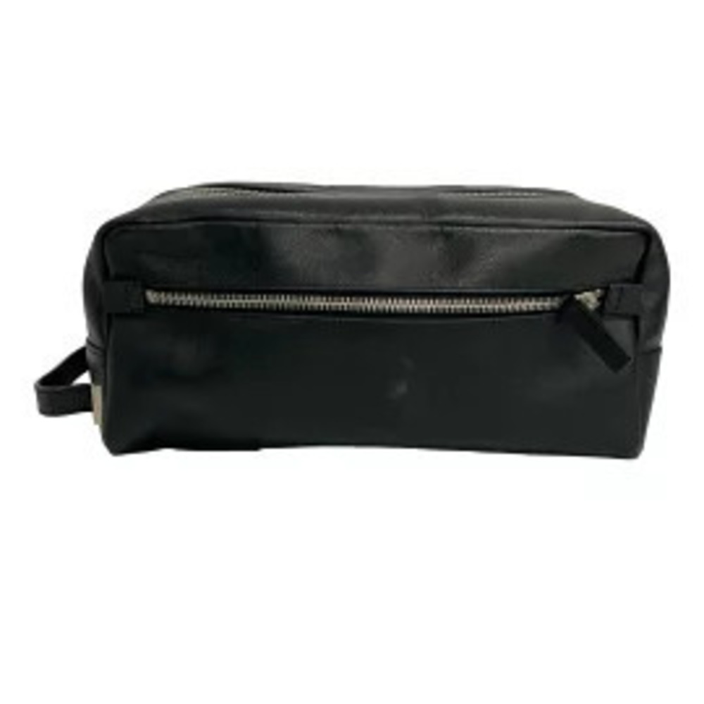 Gucci black leather travel case toiletry bag horizontal zipper